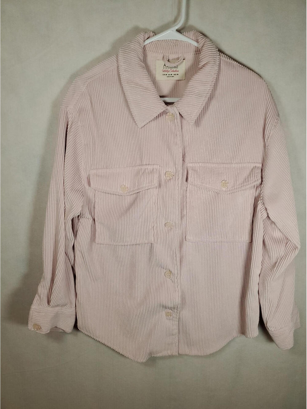Ashley by 26 International Outerwear Corduroy Pink Shacket Button Up Womans Med